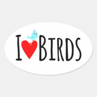 Pegatina Ovalada Divertido Me Encantan Los Pájaros