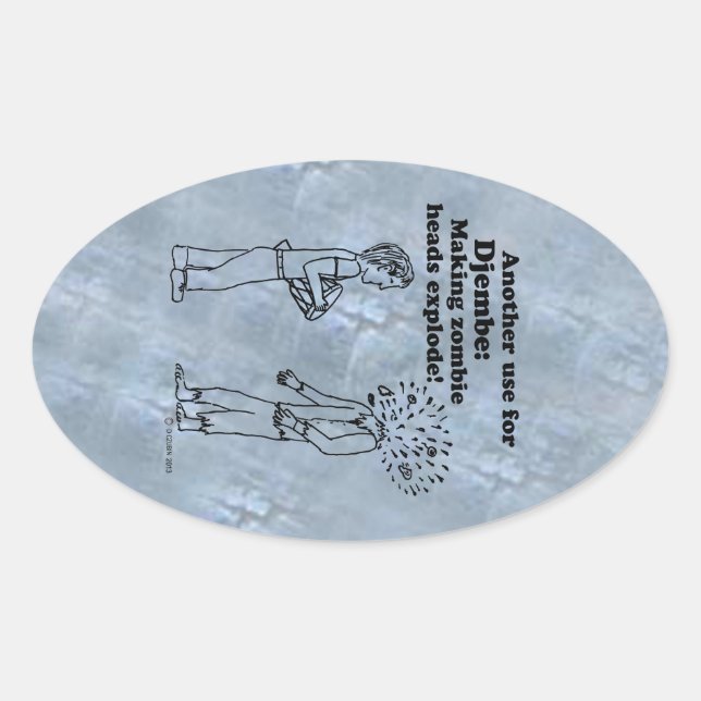 Pegatina Ovalada Djembe convierte a los zombies en Pegatinas de óva (Anverso)