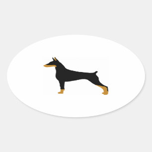 Pegatina Ovalada doberman pinscher