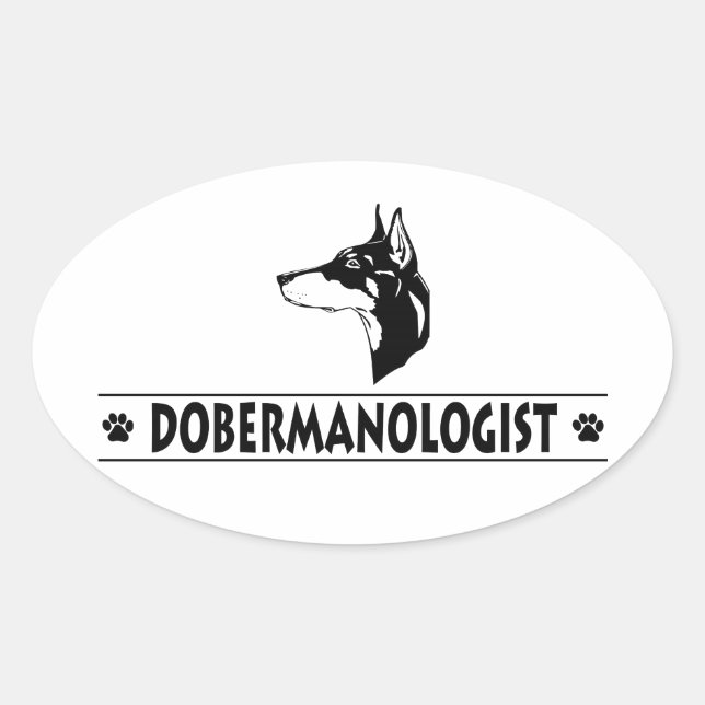Pegatina Ovalada Doberman Pinscher humorístico (Anverso)