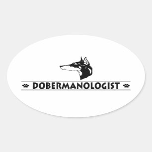 Pegatina Ovalada Doberman Pinscher humorístico