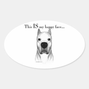 Pegatina Ovalada Dogo Argentino Happy Face