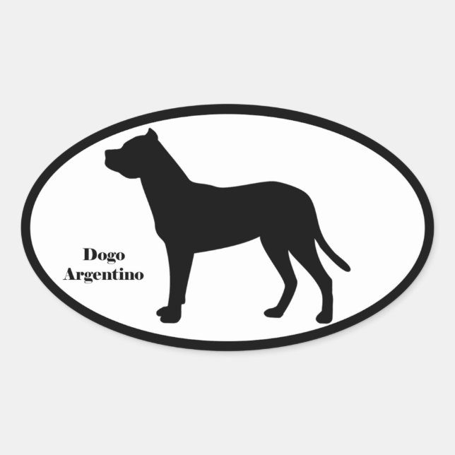 Pegatina Ovalada Dogo Argentino SIlhouette (Anverso)