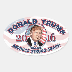Pegatina Ovalada Donald 2016 J. Trump Make América fuerte