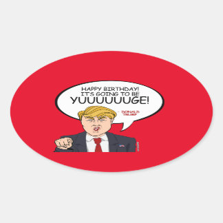 Pegatina Ovalada Donald Trump saludo - Feliz cumpleaños -.png