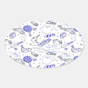 Pegatina Ovalada Doodle del Día del Padre