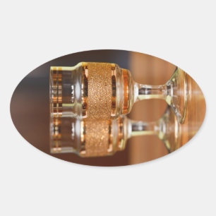 Pegatina Ovalada Dos gafas doradas