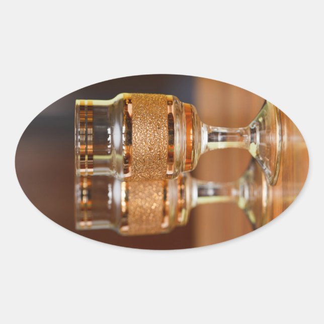 Pegatina Ovalada Dos gafas doradas (Anverso)