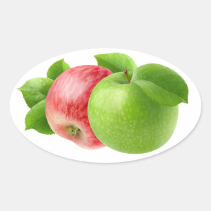 Pegatina Ovalada Dos manzanas