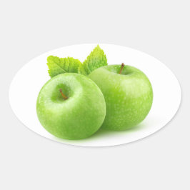 Pegatina Ovalada Dos manzanas verdes