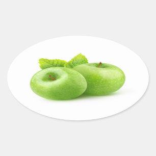Pegatina Ovalada Dos manzanas verdes