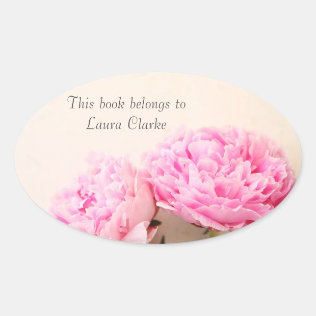 Pegatina Ovalada Dos peonatos rosados (Anverso)