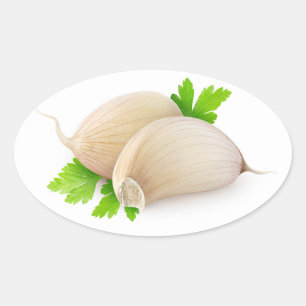 Pegatina Ovalada Dos piezas de ajo