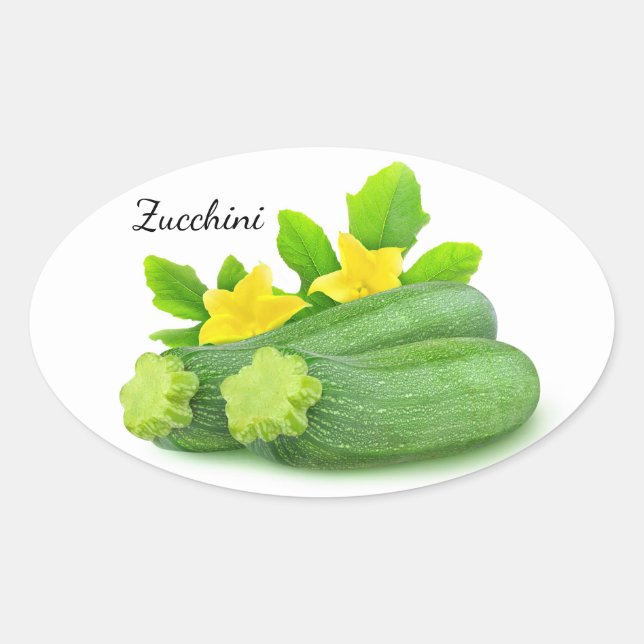 Pegatina Ovalada Dos zucchini (Anverso)