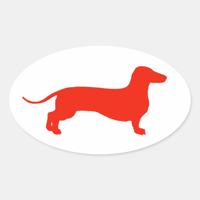 Pegatina Ovalada Doxie Rojo (Anverso)