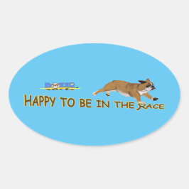 Pegatina Ovalada ¡Dozer está feliz de estar en carrera!