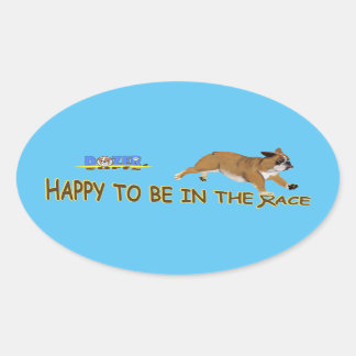 Pegatina Ovalada ¡Dozer está feliz de estar en carrera!