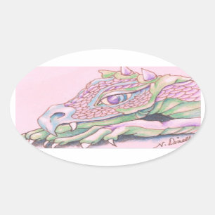 Pegatina Ovalada Dragón