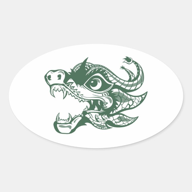 Pegatina Ovalada dragón (Anverso)