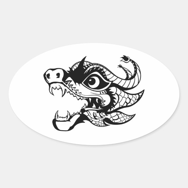 Pegatina Ovalada dragón (Anverso)