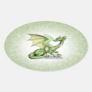 Pegatina Ovalada Dragón Birthstone de Agosto: Peridot