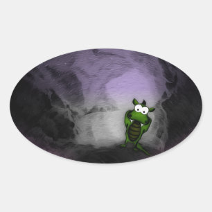 Pegatina Ovalada Dragón inclinado