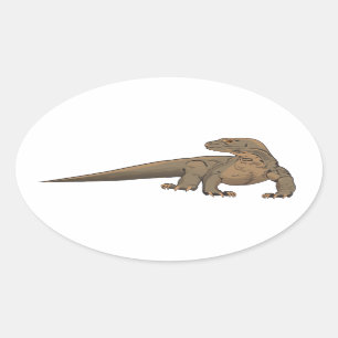 Pegatina Ovalada Dragón Komodo Realista/Lizard Monitor