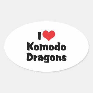 Pegatina Ovalada Dragones Komodo de Corazón Adoro