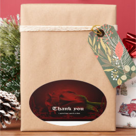 Pegatina Ovalada Drama de amor, el gótico Rosa de la Memoria.