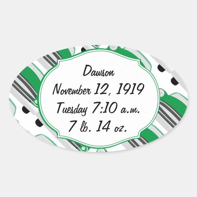 Pegatina Ovalada Dulce Green Retro Car Baby Shower Regalos (Anverso)
