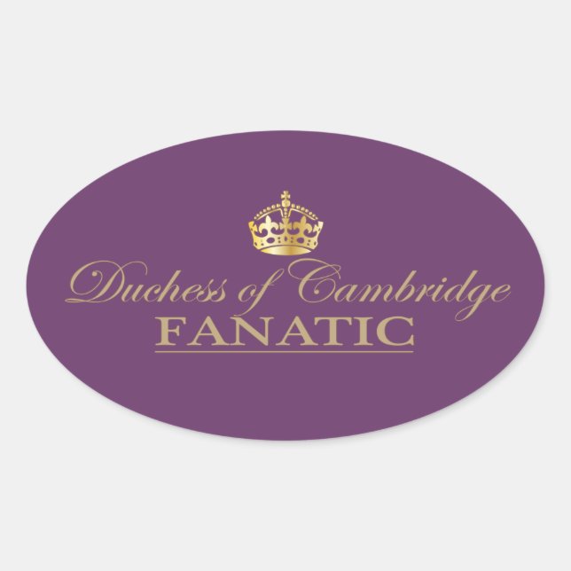 Pegatina Ovalada Duquesa de Cambridge Fanatic (Anverso)