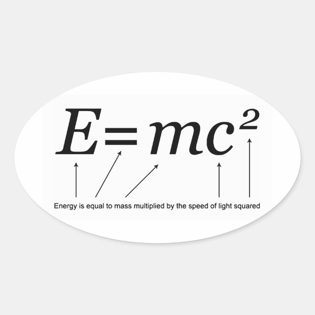 Pegatina Ovalada E=MC2 La teoría de la relatividad de Einstein (Anverso)