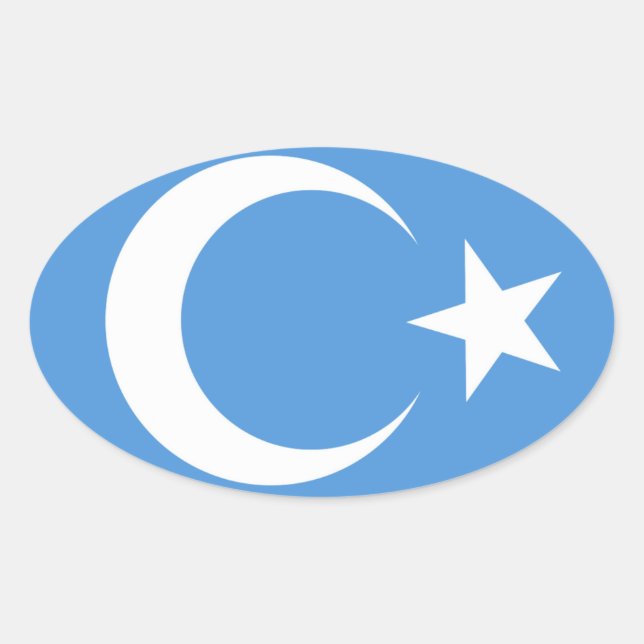 Pegatina Ovalada East Turkestan (Anverso)