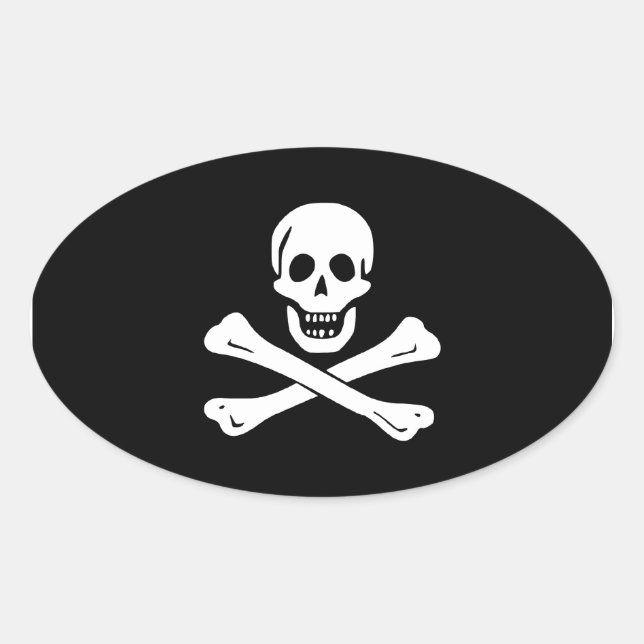 Pegatina Ovalada Edward England; Jolly Roger Flag (Anverso)