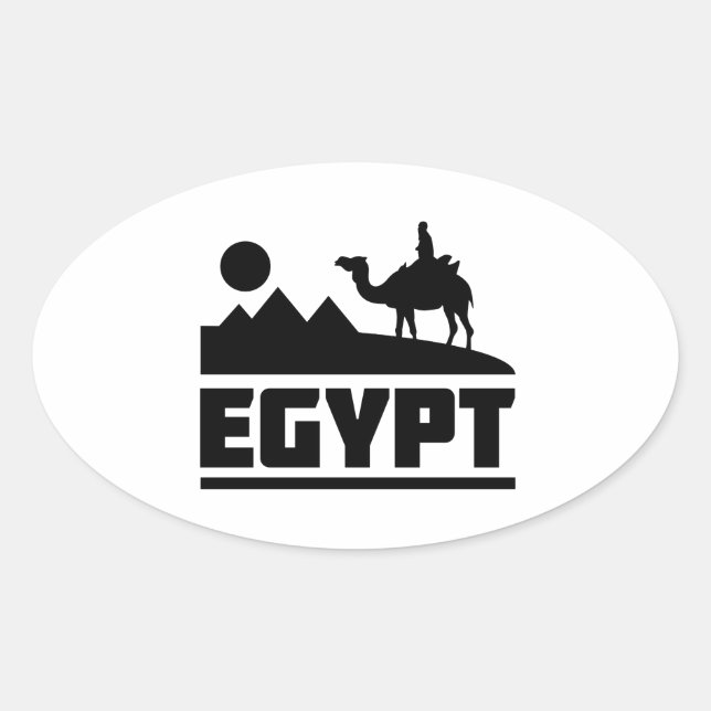Pegatina Ovalada Egipto Camel Silhouette (Anverso)