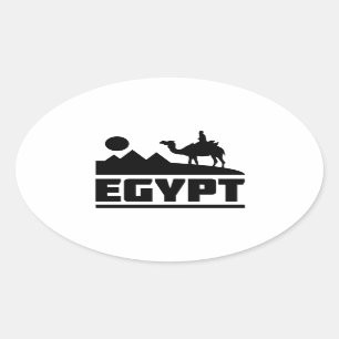 Pegatina Ovalada Egipto Camel Silhouette