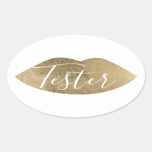 Pegatina Ovalada Ejemplo de Product Tester Pruebe mis modernos labi