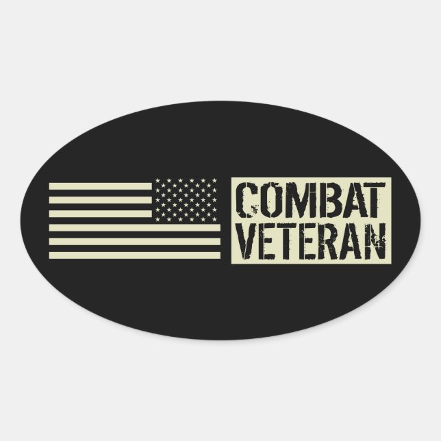 Pegatina Ovalada Ejército de Estados Unidos: Veterano de combate (B (Anverso)