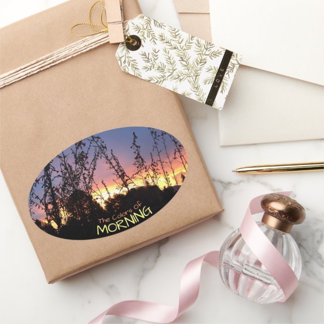 Pegatina Ovalada El amanecer calienta al Personalizado de fotografí (Regalar)