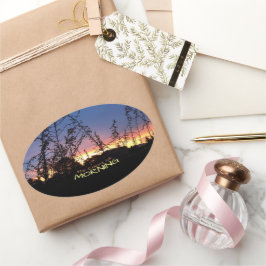 Pegatina Ovalada El amanecer calienta al Personalizado de fotografí