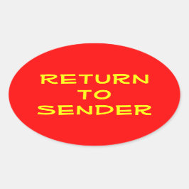 Pegatina Ovalada El amarillo regresa al remitente en rojo