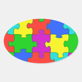 Pegatina Ovalada El amor del puzzle del autismo