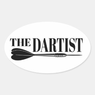 Pegatina Ovalada El Artista De Dart Del Cartel