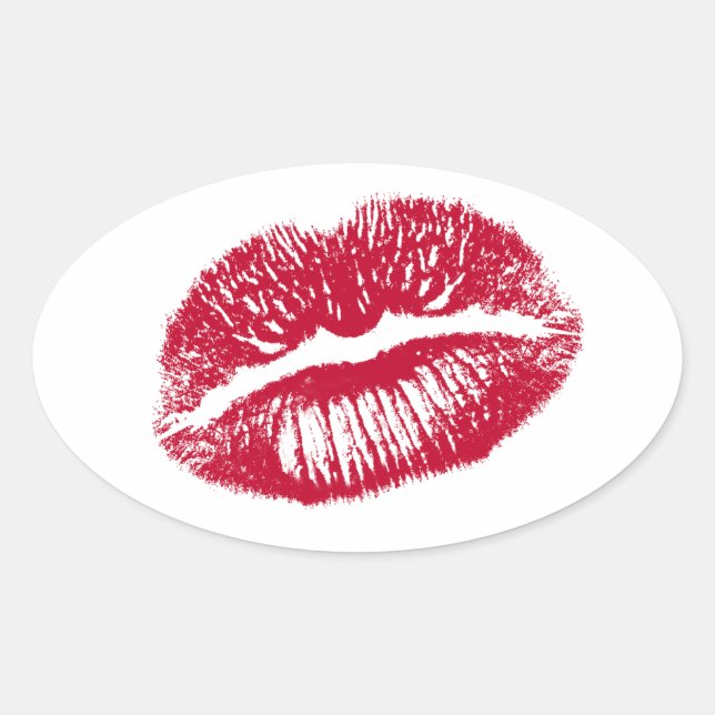 Pegatina Ovalada El beso, los labios rojos (Anverso)