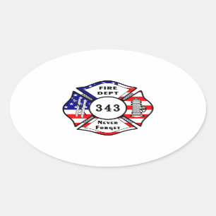 Pegatina Ovalada El bombero 9/11 nunca olvida 343