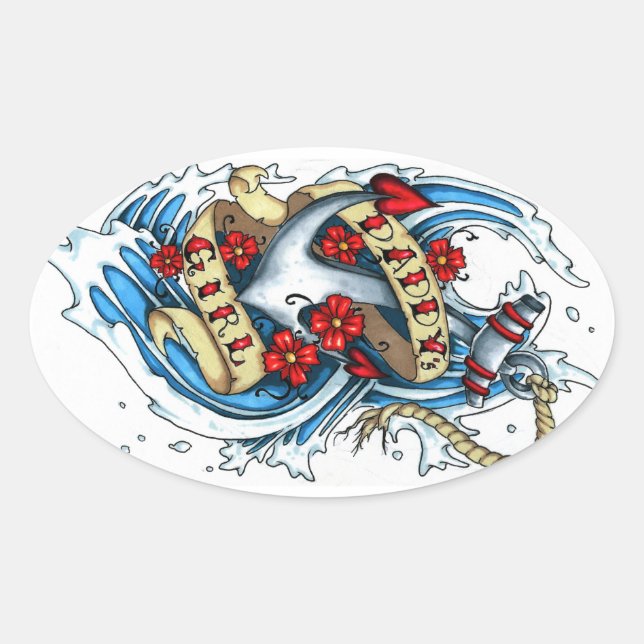 Pegatina Ovalada El chica de papá (Anverso)