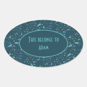 Pegatina Ovalada El cometa Starry Sky Starlight de la estrella del