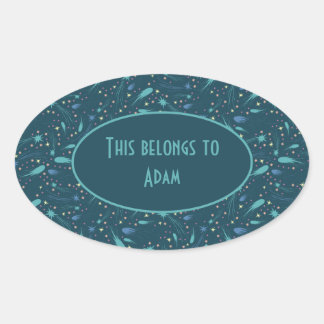 Pegatina Ovalada El cometa Starry Sky Starlight de la estrella del 