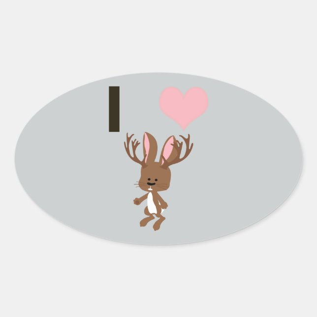 Pegatina Ovalada El corazón de Jackalope (Anverso)