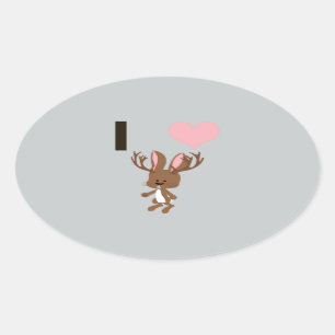 Pegatina Ovalada El corazón de Jackalope